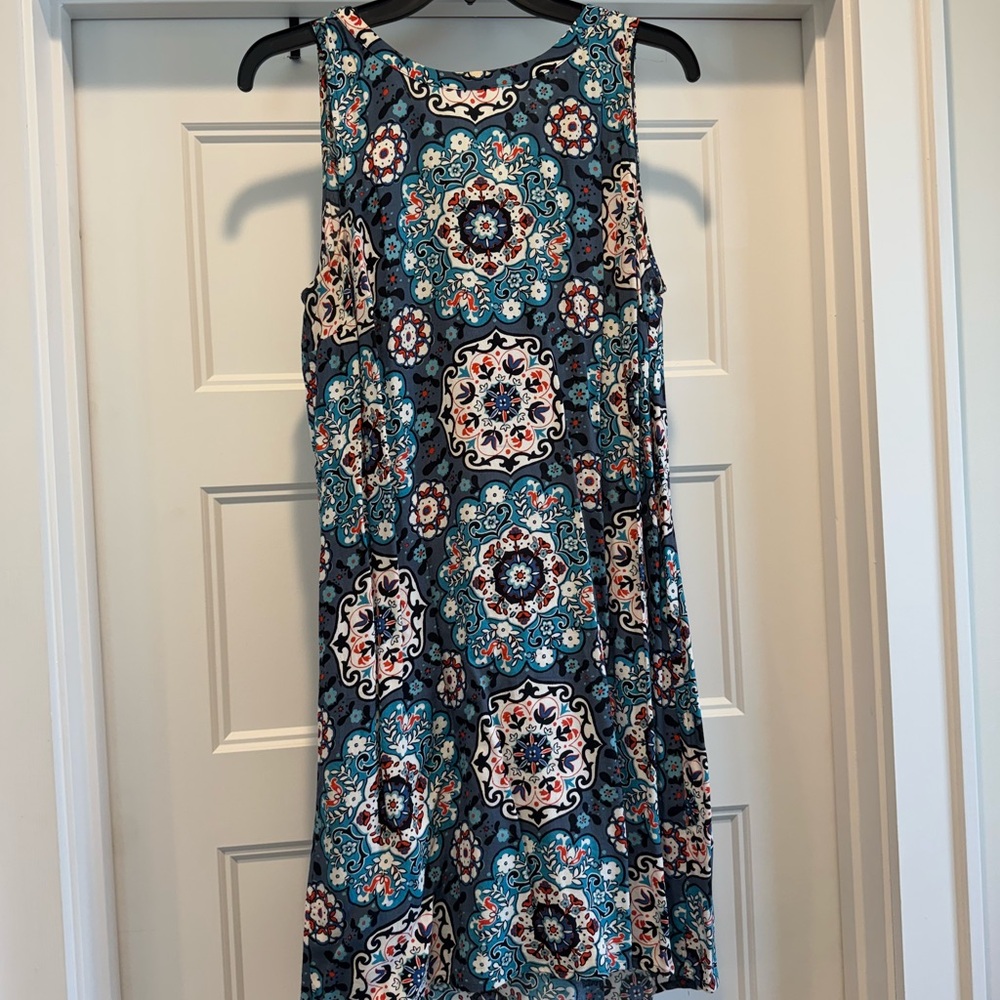 LOFT Blue and White Patterned Mini Dress